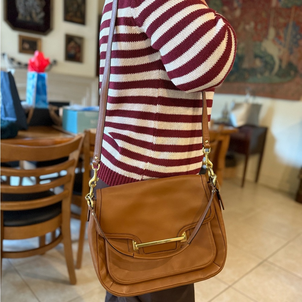 Coach Brown Crossbody Bag with Flap Closure